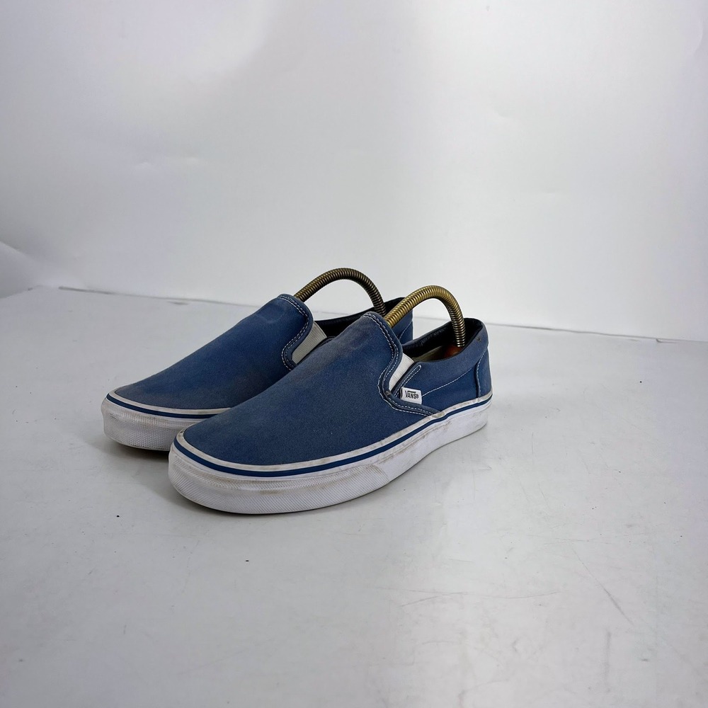 Vans Classic Slip On Mens Navy Blue Canvas Low Top Skateboard Shoes Sneakers